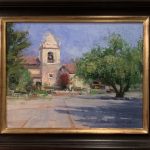 Mike Wise Carmel Courtyard mission California architecture oil painting framed