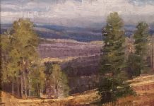 Trey Finney Colorful Meadow mountain tree landscape oil painting