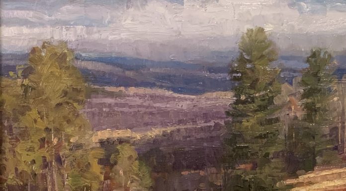 Trey Finney Colorful Meadow mountain tree landscape oil painting