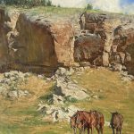 Loren Entz Faithful Standbys horse dog western landscape oil painting