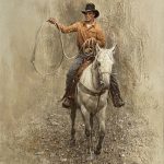Robert Abbett The Roper cowboy horseback horse roping western oil painting