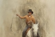 Robert Abbett The Roper cowboy horseback horse roping western oil painting