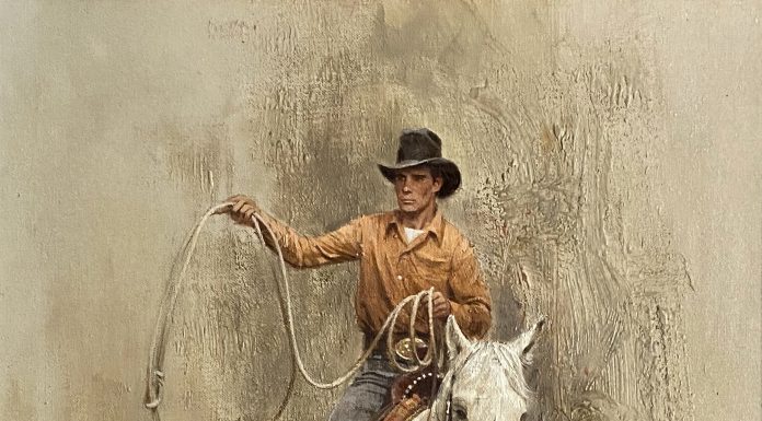 Robert Abbett The Roper cowboy horseback horse roping western oil painting