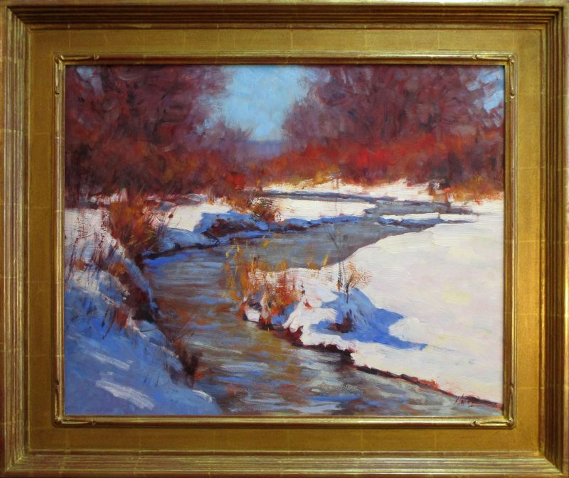 Lorenzo Chavez Spring Creek snow high mountains stream river western landscape oil painting framed