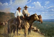 Bruce Greene Caprock Cowboys horses cattle cow open range western oil painting