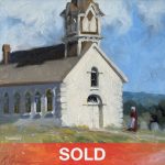 Bruce Greene St. Olaf's church school building architecture architectural western oil painting sold