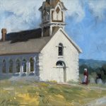 Bruce Greene St. Olaf's church school building architecture architectural western oil painting