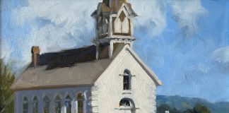 Bruce Greene St. Olaf's church school building architecture architectural western oil painting