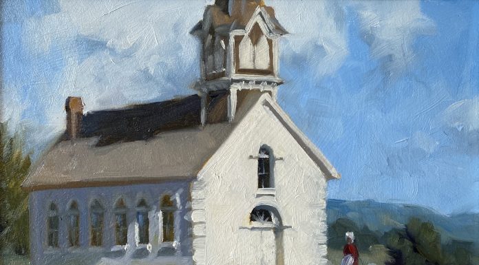 Bruce Greene St. Olaf's church school building architecture architectural western oil painting