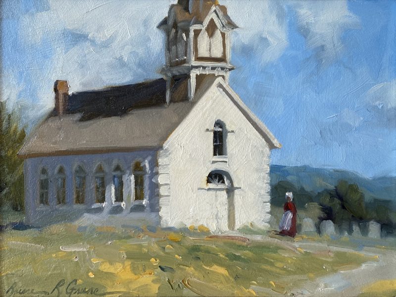 Bruce Greene St. Olaf's church school building architecture architectural western oil painting
