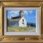 Bruce Greene St. Olaf's church school building architecture architectural western oil painting framed