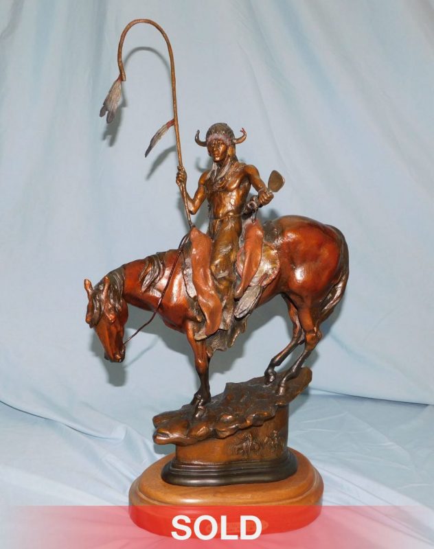 Dustin Payne The Messenger Native American western bronze sculpture sold