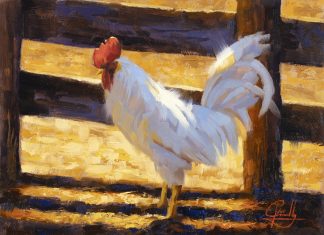 Jim Connelly Crime Boss chicken western oil painting