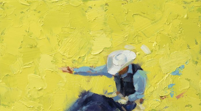 Jim Connelly Mr. Sunshine cowboy bucking bull rider western oil painting