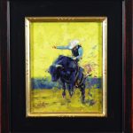 Jim Connelly Mr. Sunshine cowboy bucking bull rider western oil painting framed