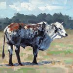 Jim Connelly Old George bull cow ranch farm western landscape oil painting