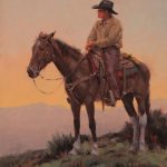 Jim Connelly Room With A View cowboy horse saddle horizon western landscape oil painting