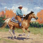 Jim Connelly Shakin' Dust cowboy running galloping horse western landscape oil painting