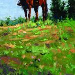 Jim Connelly Sister cowgirl horse landscape western oil painting