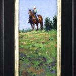 Jim Connelly Sister cowgirl horse landscape western oil painting framed