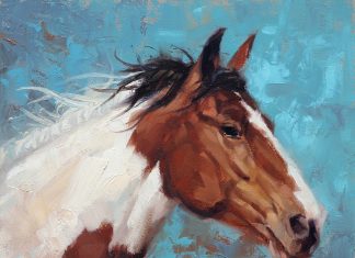 Jim Connelly Spring Breezes horse paint western oil painting