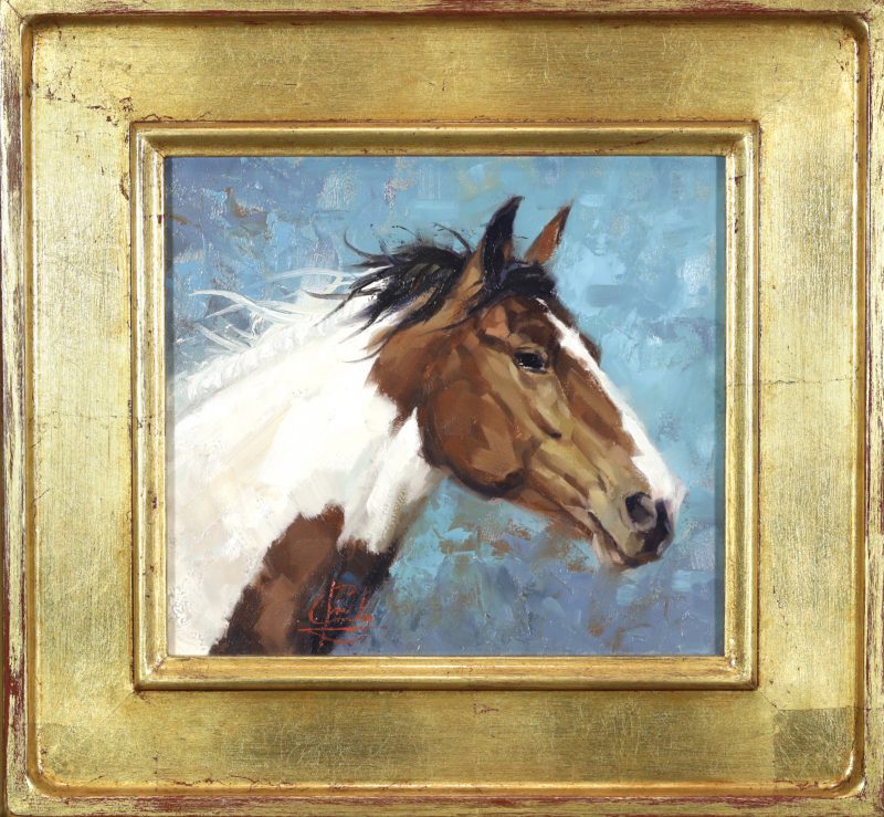 Jim Connelly Spring Breezes horse paint western oil painting framed