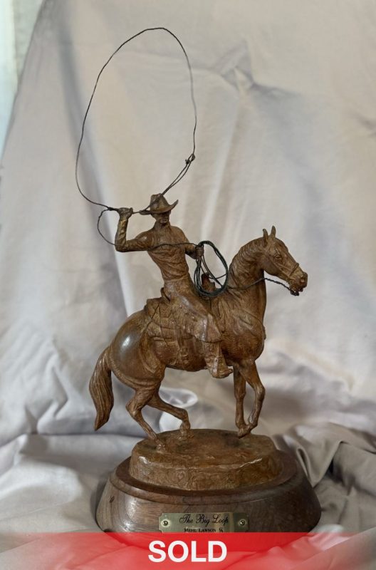 Mehl Lawson The Big Loop cowboy rope roping cattle ranch farm western bronze sculpture sold
