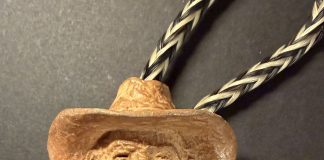 Mehl Lawson Cow Boss bolo tie Prix de West 2005 Cowboy Artists of America western bronze sculpture close