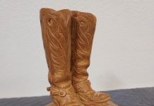 Mehl Lawson Sixes Sunrise cowboy boots bronze western sculpture