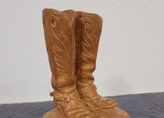 Mehl Lawson Sixes Sunrise cowboy boots bronze western sculpture