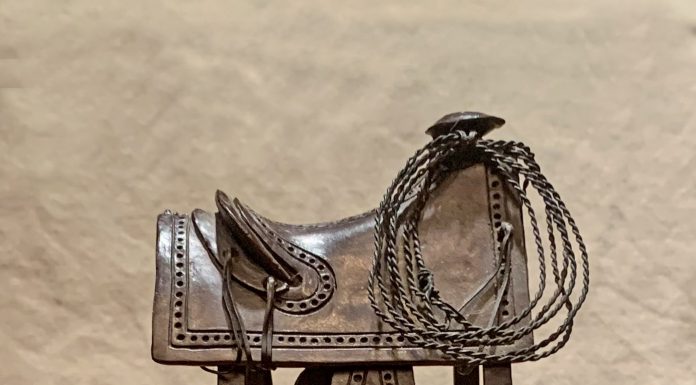 Rogers Aston Texas Saddle Circa 1860 cowboy saddle western bronze sculpture