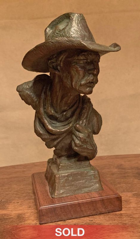 Scott Myers To The Catchpin cowboy bust western bronze sculpture sold