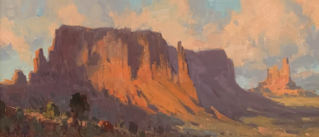 Bill Cramer Shadows On Sentinel Mesa landscape oil painting southwest desert mountain