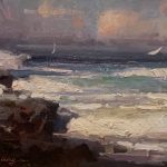 Calvin Liang High Tides seascape ocean beach crashing waves landscape oil painting