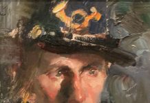 Jeffrey Watts Union Bugler portrail man impressionistic oil painting