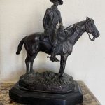 Joe Beeler Buster & Choc cowboy mounted horse saddle spurs western bronze sculpture sold