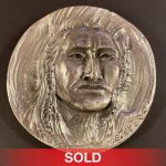 Joe Beeler Chief Joseph medallion medal paper weight coin coinage pewter sculpture western Native American Indian sold