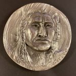 Joe Beeler Chief Joseph medallion medal paper weight coin coinage pewter sculpture western Native American Indian