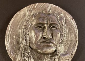 Joe Beeler Chief Joseph medallion medal paper weight coin coinage pewter sculpture western Native American Indian