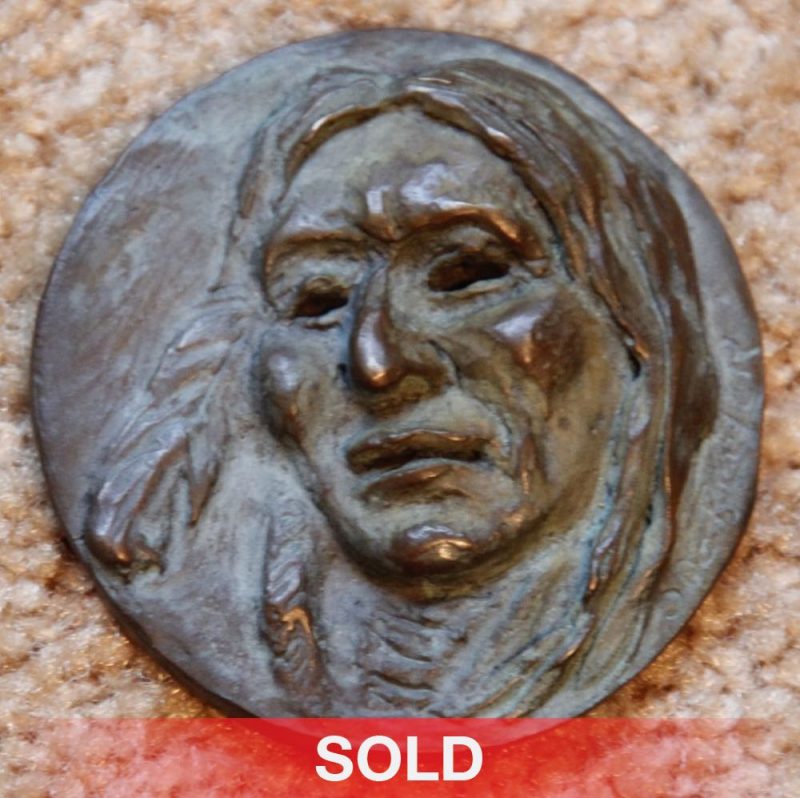 Joe Beeler Gilcrease Museum medallion Native American Indian portrait bronze sculpture coin sold