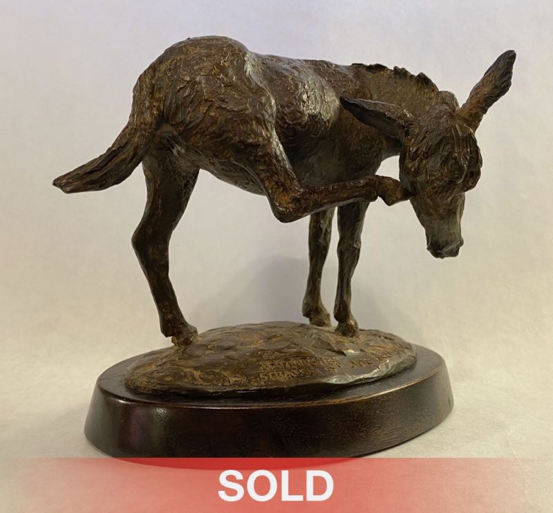 Joe Beeler If It Itches Scratch It burro donkey jackass western bronze sculpture