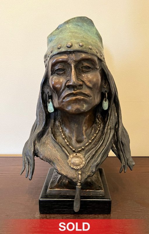 Joe Beeler Renegade Native American Indian figure figurative portrait chief leader western bronze sculpture sold