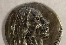 Joe Beeler Sioux medallion pewter bust portrait western sculpture coin