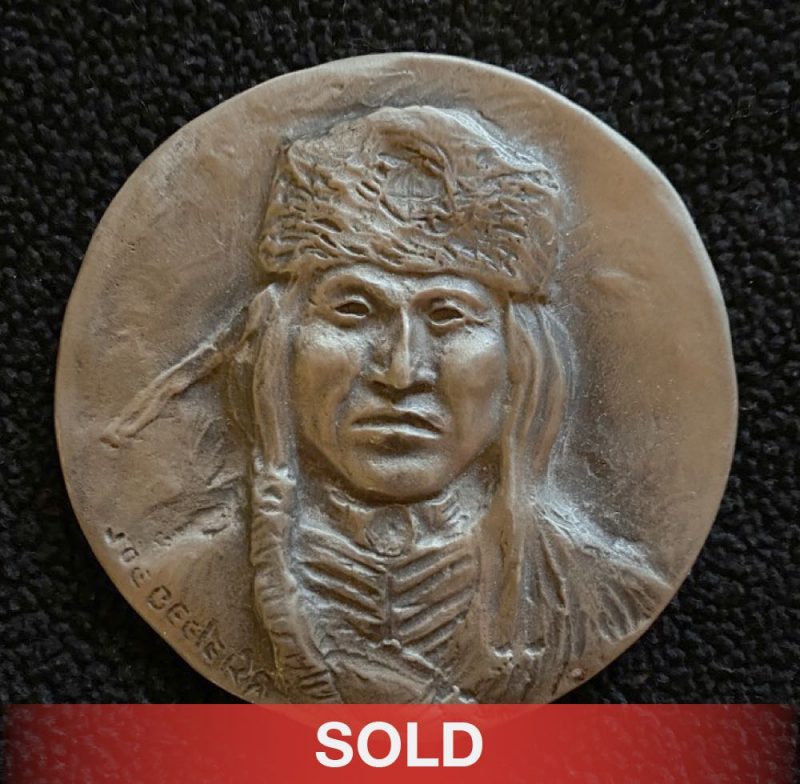 Joe Beeler medallion sculpture pewter Native American sold