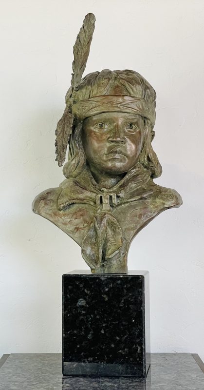 Leslie B DeMille Navajo Boy Native American western bronze sculpture