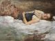 Mary Qian figure figurative impressionistic oil painting on bed