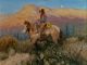 Howard Rogers A Desert Evening cacti saguaro cactus desert mountain cowboy horse Arizona western landscape oil painting