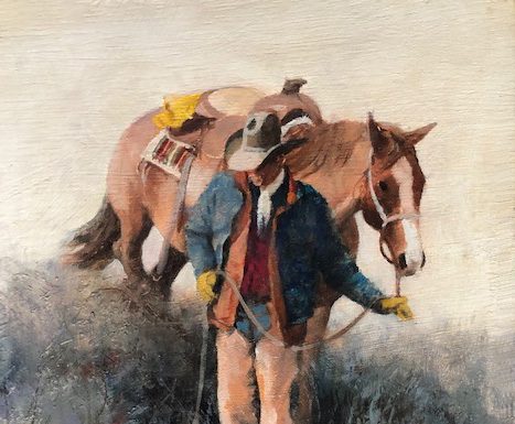 Howard Rogers Downhill Walk cowboy horse western oil painting