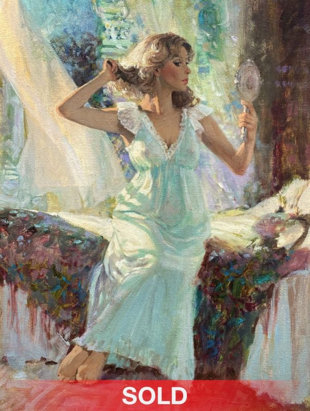 Howard Rogers Nighttime Beauty figure figurative woman girl intimate oil painting sold