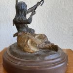 Bill Nebeker I Will Tell Of The Hunt Native American Indian body arrow hunter western bronze sculpture side